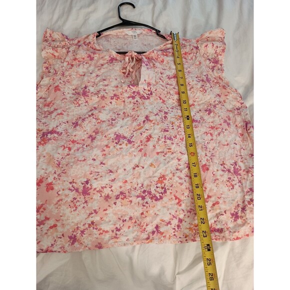 Time And Tru Top Size XXL (20) Pink Multicolor Floral Short Sleeve - Picture 5 of 8